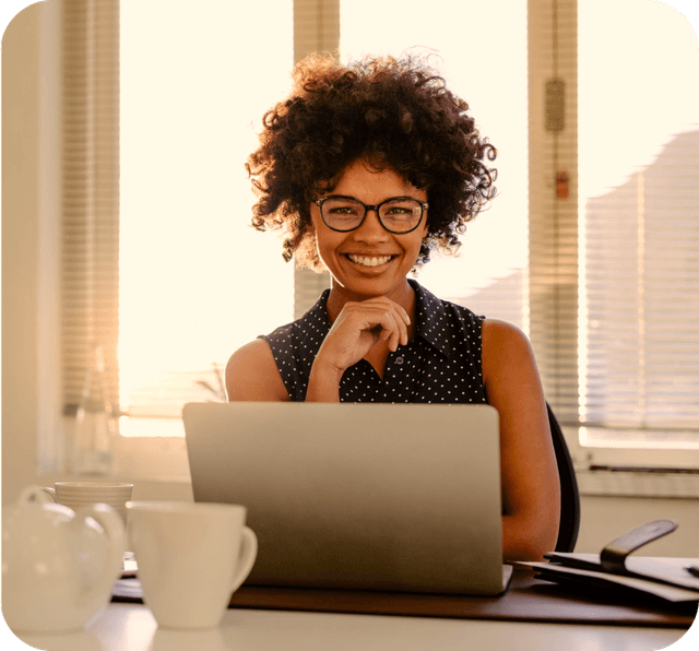 woman smiling on camera